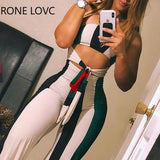 Skinny Striped Lace up Cutout Bandeau Jumpsuit