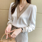 Long Sleeve White Blouse Tops