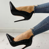 New Fashion 10cm Solid Thin Heel Ladies Leather Shoes