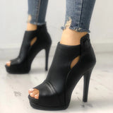 Breathable Square Heel Boots Platform Heels Shoes