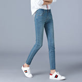 High waist full Length skinny pencil Denim Jeans