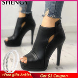 Breathable Square Heel Boots Platform Heels Shoes