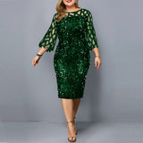 2021 Bodycon Plus Size Sequin Green Dress