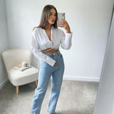 2021 Surplice Cropped Shirt  WITH TIES