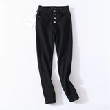 Vintage Skinny Four Buttons High Waist Pencil Jeans