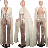 New Hot Drilling Sequined Cloak Jumpsuits