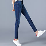 High waist full Length skinny pencil Denim Jeans