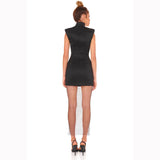 2021 Hollow Deep V-neck Rhinestone Embellished Mesh Bodycon Bandage Dress