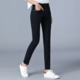 High waist full Length skinny pencil Denim Jeans