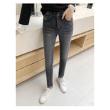 Winter Thick Plus Velvet High Waist Skinny Jeans