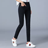 High waist full Length skinny pencil Denim Jeans