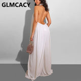 Chiffon Halter Backless Jumpsuits