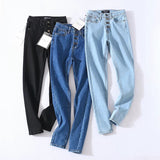 Vintage Skinny Four Buttons High Waist Pencil Jeans