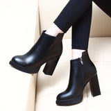 Breathable Square Heel Boots Platform Heels Shoes