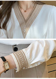 Long Sleeve White Blouse Tops