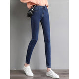 High waist full Length skinny pencil Denim Jeans