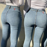 High Waist Stretch Skinny Denim Trousers Washed Fashion Sexy Elastic Slim Pencil Pants