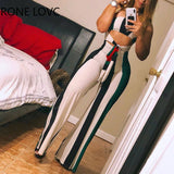 Skinny Striped Lace up Cutout Bandeau Jumpsuit