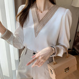 Long Sleeve White Blouse Tops