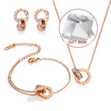 Luxury Elegant Roman Numeral Crystal Necklace Earrings Set