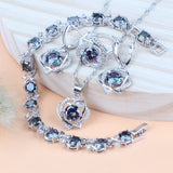 Silver 925 Rainbow Cubic Zirconia Bridal Jewelry Sets