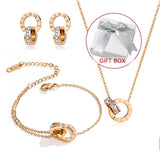 Luxury Elegant Roman Numeral Crystal Necklace Earrings Set