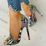 Fashion Serpentine Casual Open Toe Super High Heel Fish Head Snake Pumps