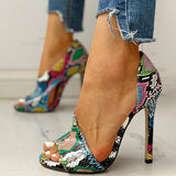 Fashion Serpentine Casual Open Toe Super High Heel Fish Head Snake Pumps