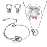 Luxury Elegant Roman Numeral Crystal Necklace Earrings Set