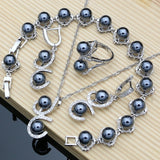 Black Pearl Silver 925 Jewelry Sets