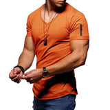 Zipper fitness top casual cotton shirts