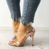 Fashion Serpentine Casual Open Toe Super High Heel Fish Head Snake Pumps