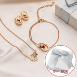 Luxury Elegant Roman Numeral Crystal Necklace Earrings Set