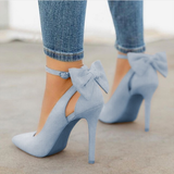 2021 Bow Pumps Pointed Toe Stiletto Pumps Shoes