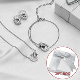 Luxury Elegant Roman Numeral Crystal Necklace Earrings Set