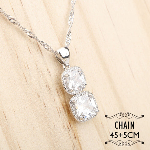 White Zircon Silver 925 Jewelry Sets Bracelets Pendant Necklace Rings