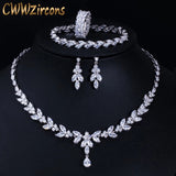 4Pcs Brilliant Cubic Zircon Necklace Earrings Ring and Bracelet Set