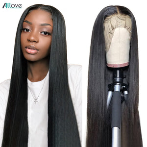 Bone Straight Lace Front Human Hair Closure Wigs