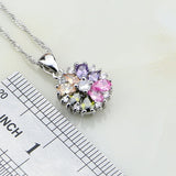 925 Sterling Silver Jewelry Multicolor Stones Cubic Zirconia Jewelry Sets