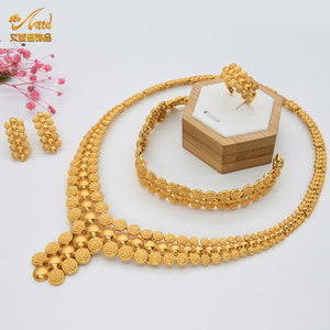 Fashion  Chokers Necklace Earrings Ring Gold Plated Set