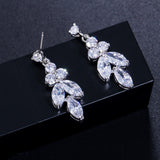 4Pcs Brilliant Cubic Zircon Necklace Earrings Ring and Bracelet Set