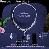 4Pcs Brilliant Cubic Zircon Necklace Earrings Ring and Bracelet Set