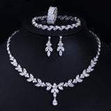 4Pcs Brilliant Cubic Zircon Necklace Earrings Ring and Bracelet Set