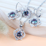 Silver 925 Rainbow Cubic Zirconia Bridal Jewelry Sets