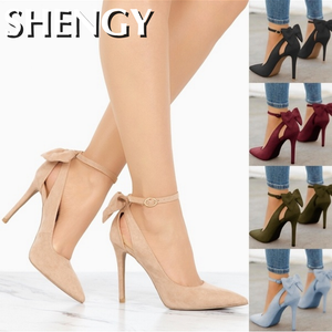 2021 Bow Pumps Pointed Toe Stiletto Pumps Shoes