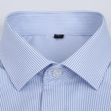 Striped short sleeve dress shirt square collar non-iron regular fit