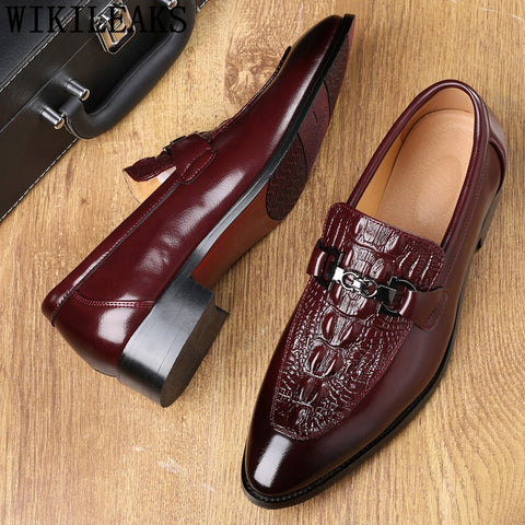 2021 Crocodile Oxford Leather Suit Shoes