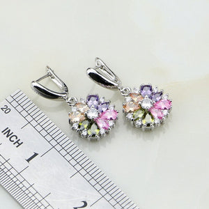 925 Sterling Silver Jewelry Multicolor Stones Cubic Zirconia Jewelry Sets