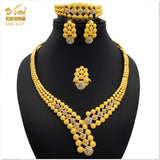 Fashion  Chokers Necklace Earrings Ring Gold Plated Set