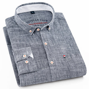 High Quality Men's Cotton Linen Shirts Button Down